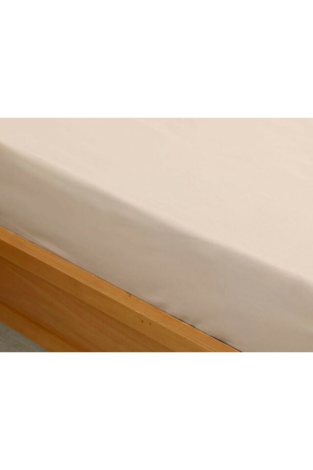 Düz Pamuklu Tek Kişilik Lastikli Çarşaf 100x200 Cm Kahve Köpüğü