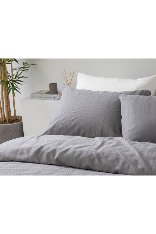 Aurora Silky Touch Double Duvet Cover Set 200x220 Cm Gray