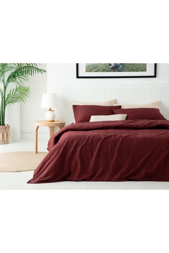 Aurora Silky Touch Double Duvet Cover Set 200x220 Cm Claret Red