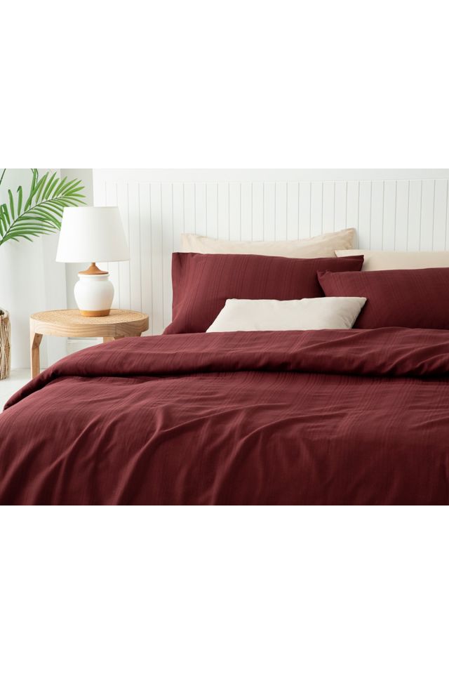 Aurora Silky Touch Double Duvet Cover Set 200x220 Cm Claret Red