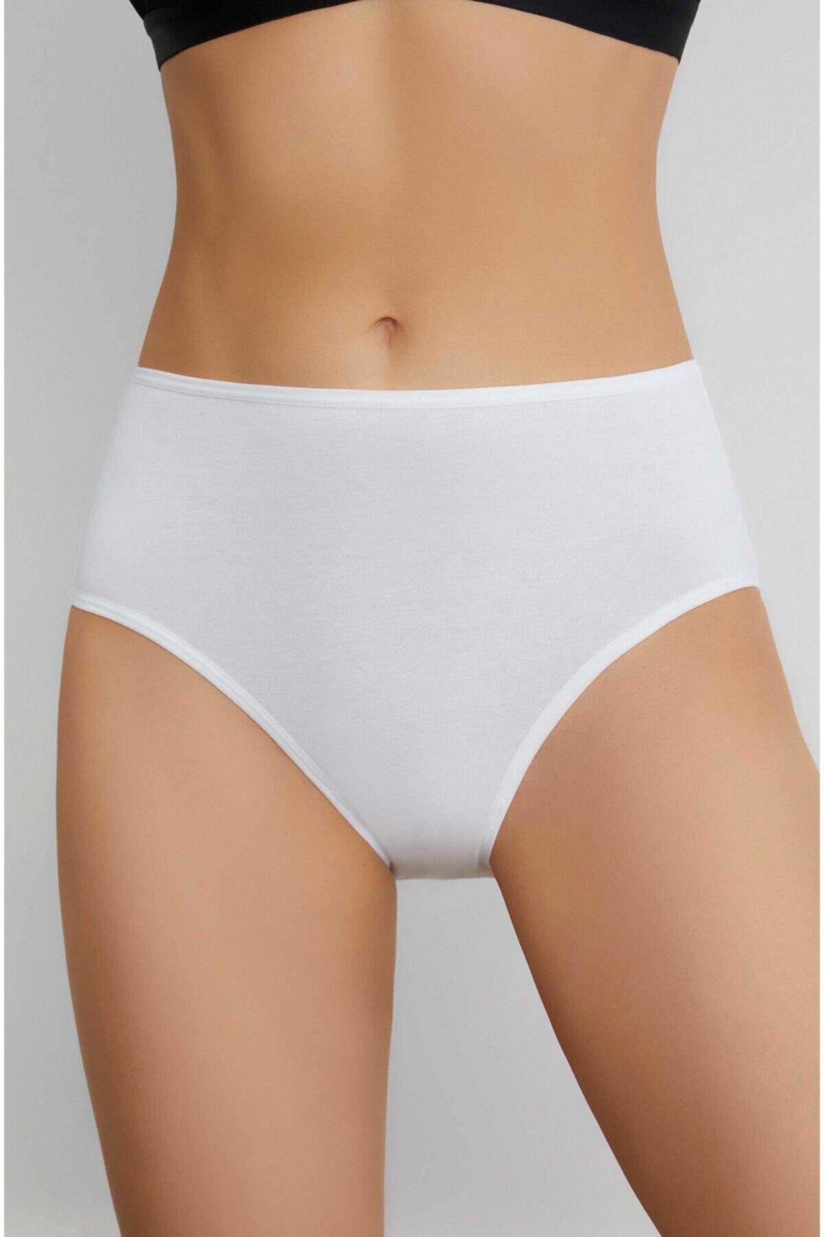 Kadın 6'lı Bato Yüksek Bel Beyaz Siyah Ten Slip Külot