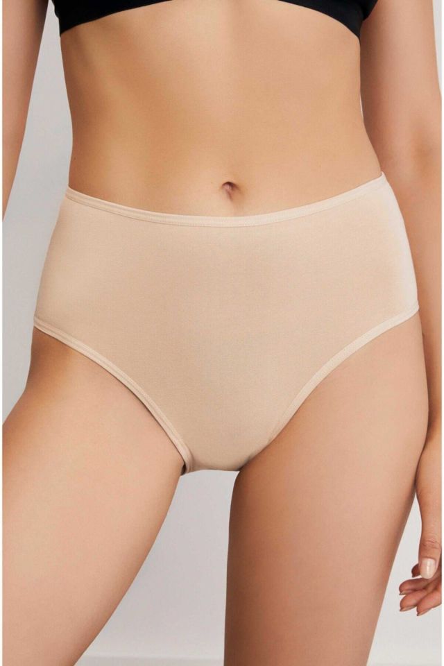 Kadın 6'lı Bato Yüksek Bel Beyaz Siyah Ten Slip Külot