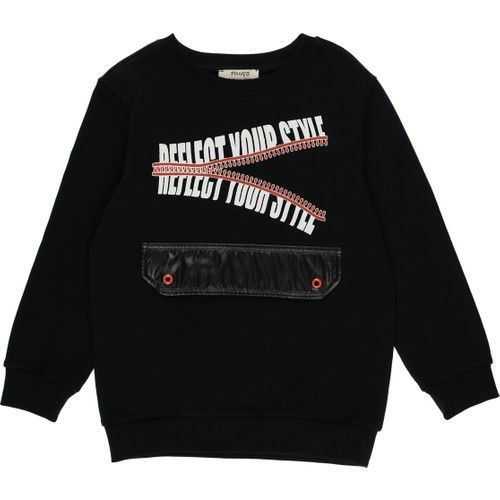 Erkek Çocuk Süs Cepli Baskı Detay Sweatshirt