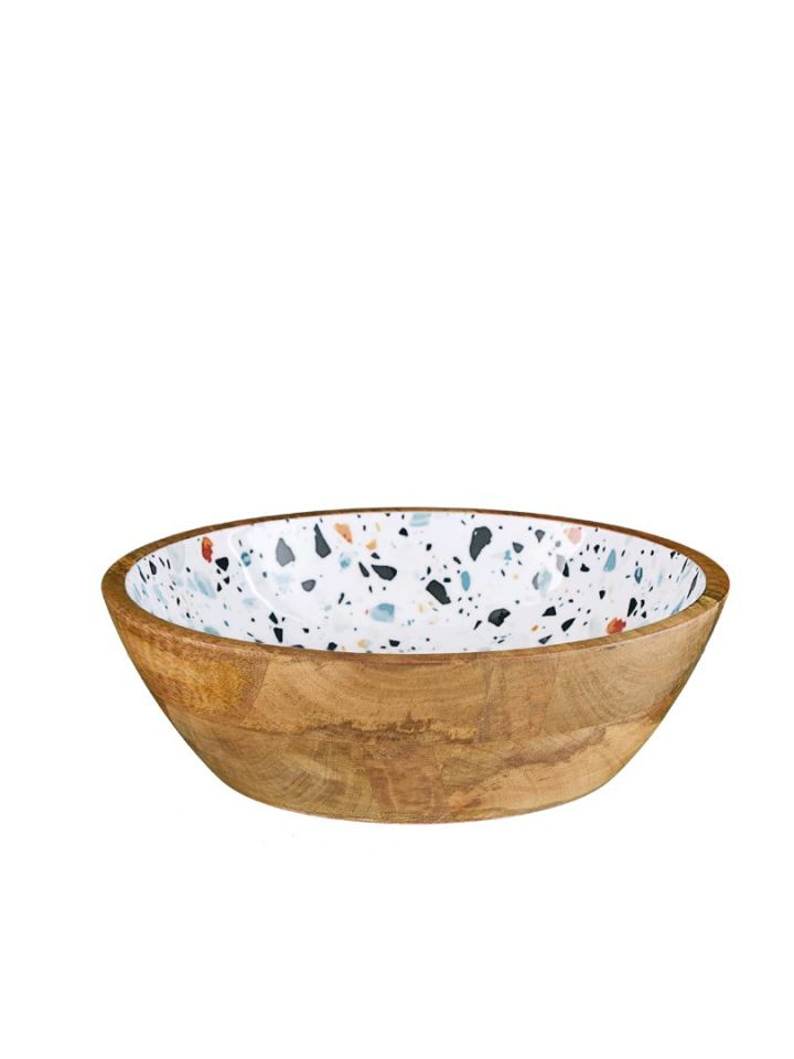 Terrazzo Wooden Decorative Bowl M