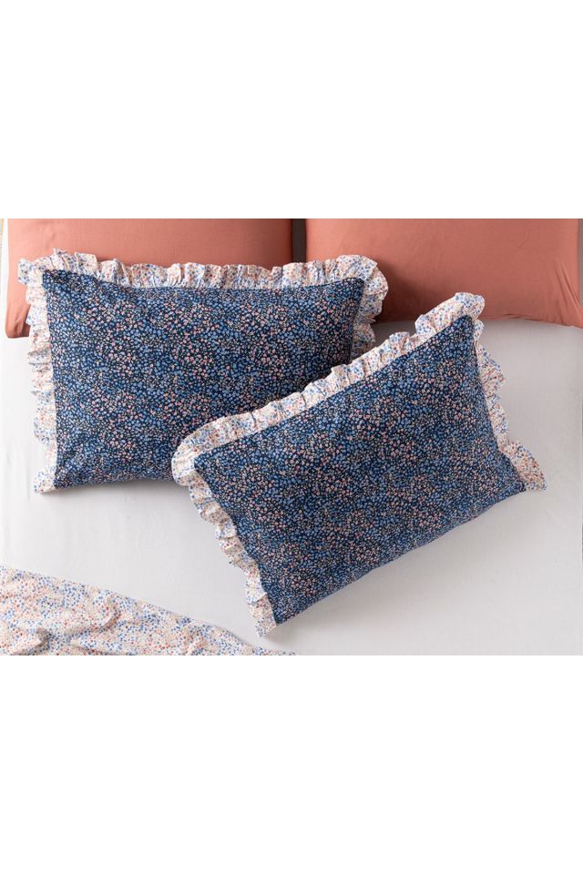 Millefleur Cotton 2-Pack Pillowcase 50x70 Cm Navy Blue