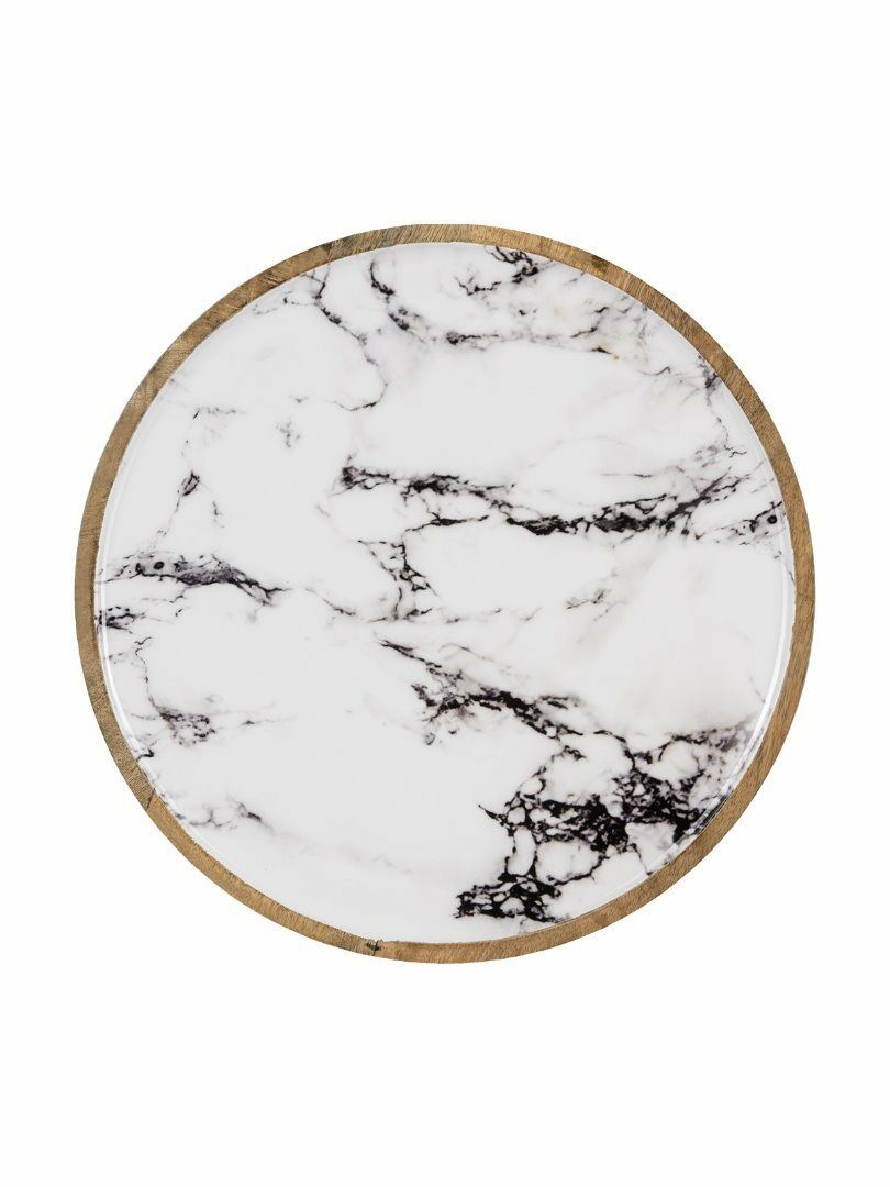 Marble Ahşap Dekoratif Tabak M
