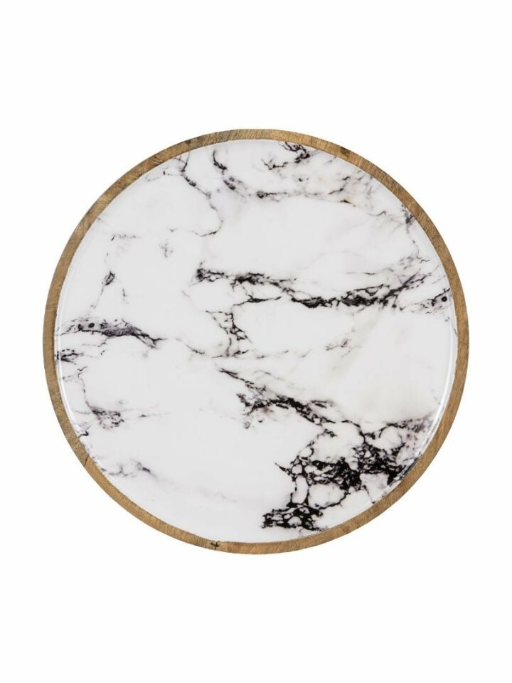 Marble Ahşap Dekoratif Tabak M