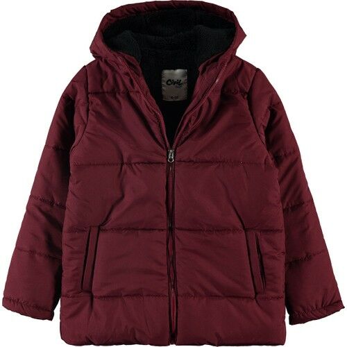 Boys Hooded Coat Claret Red