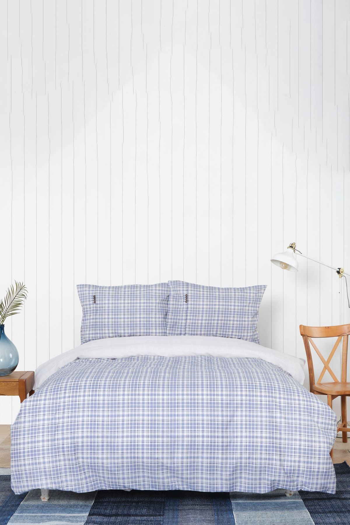 Luan Gray 100% Cotton Double Duvet Cover Set