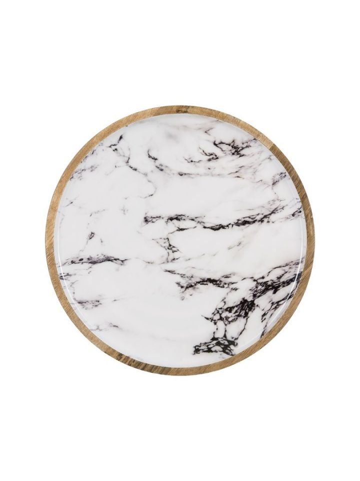 Marble Ahşap Dekoratif Tabak S