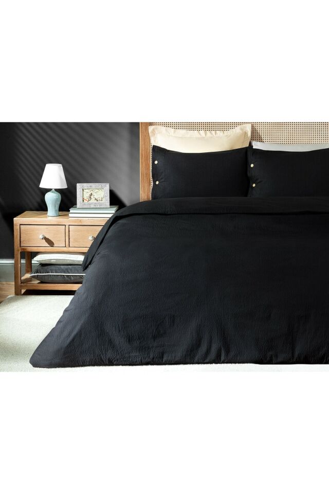 Linda Double Washed Gofred Duvet Cover Set