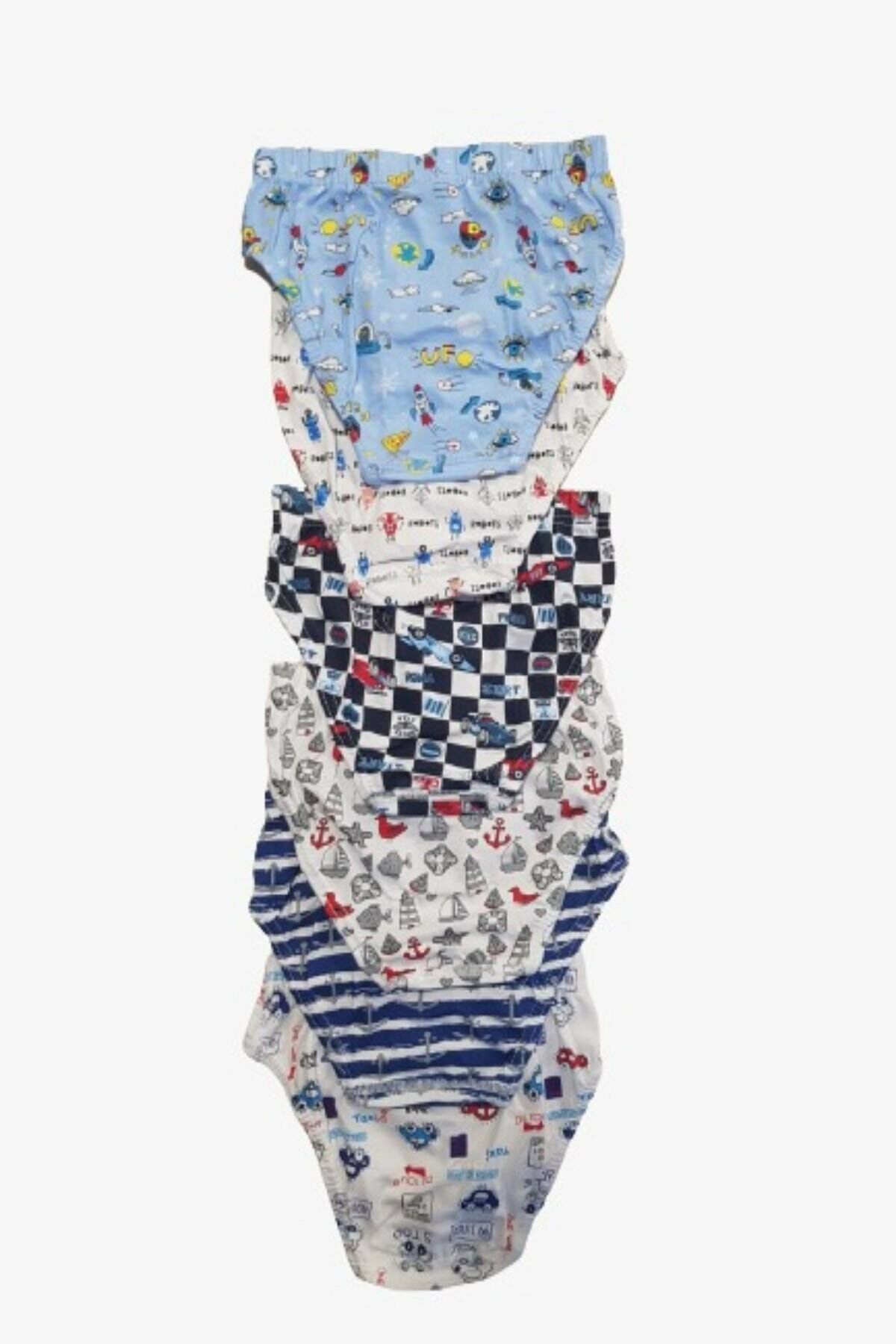 Boy 6 Pack Elastane Empirme Mixed Patterned Slip Briefs