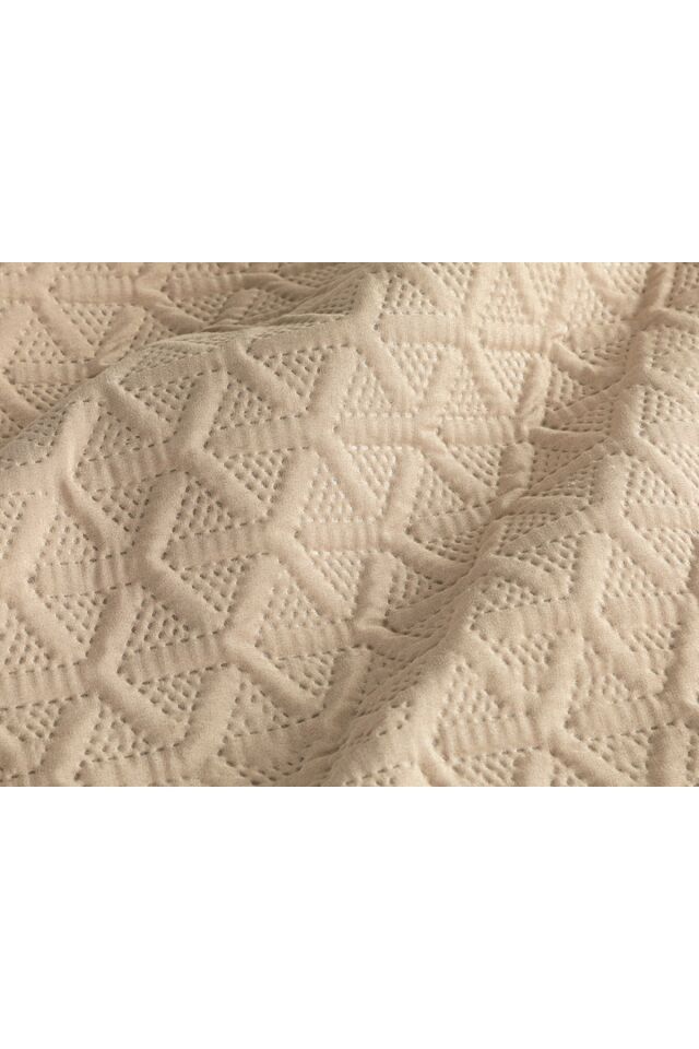 Triangle Multi-Purpose Single Bedspread Set 160x220 Cm Beige