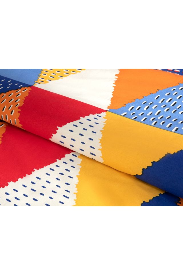 Direct Message Triangles Pamuklu Tek Kişilik Nevresim Seti 160x220 Cm Sarı-turuncu