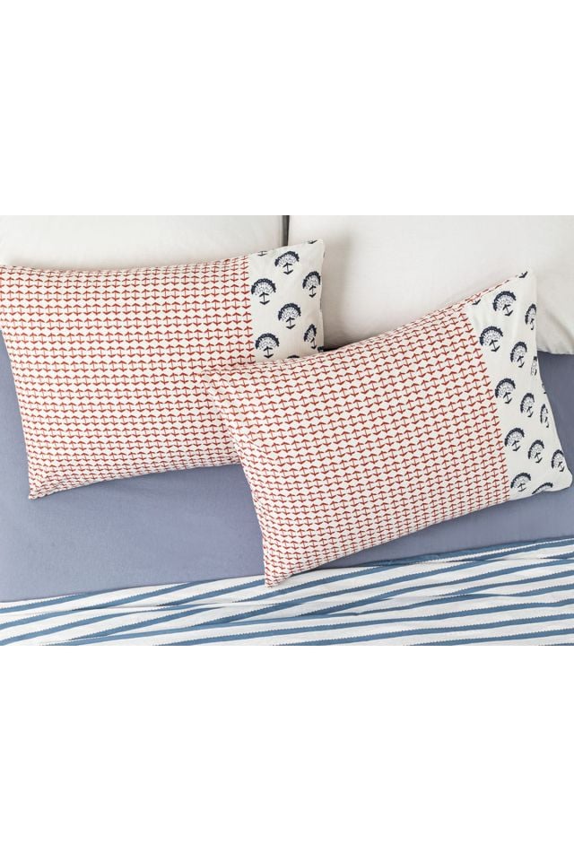Euphoria Pamuklu 2'li Yastık Kılıfı 50x70 Cm Indigo – Terracotta