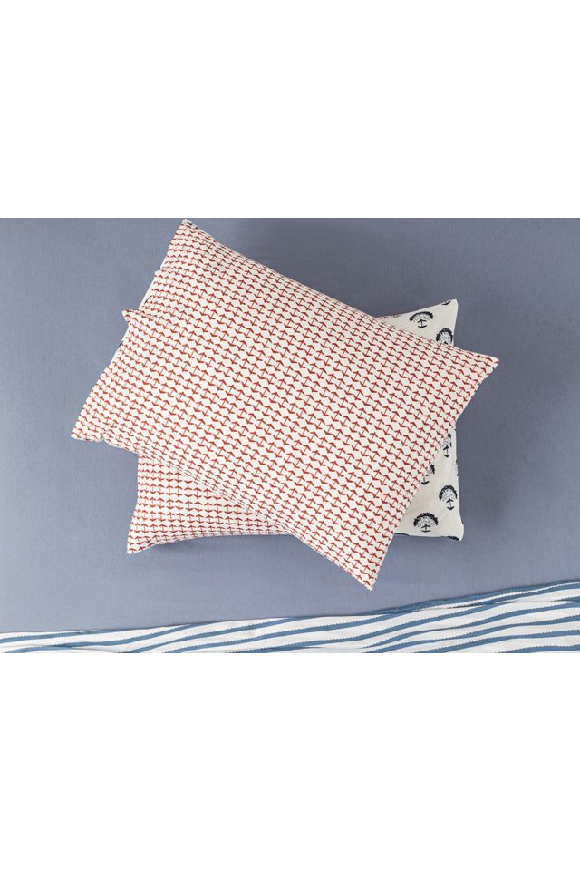 Euphoria Pamuklu 2'li Yastık Kılıfı 50x70 Cm Indigo – Terracotta
