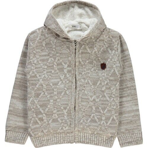 Boy's Hooded Cardigan Mink
