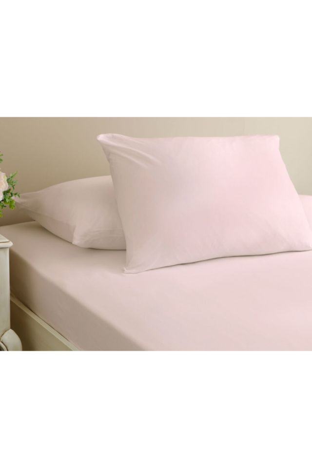Plain Combed Cotton King Size Elastic Bed Sheet 180x200 Cm Powder Pink