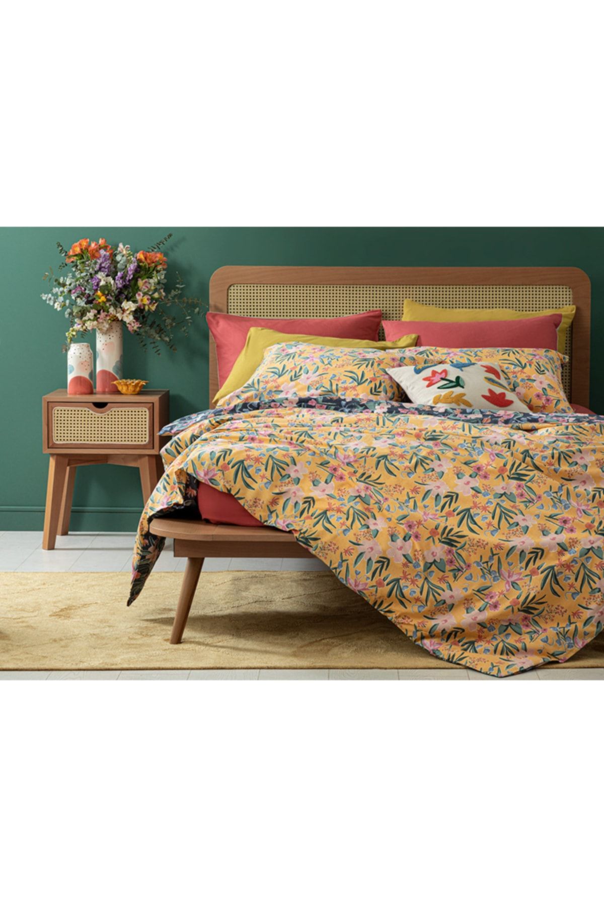 Vivacity Bloom Pamuklu Tek Kişilik Nevresim Seti 160x220 Cm Sarı