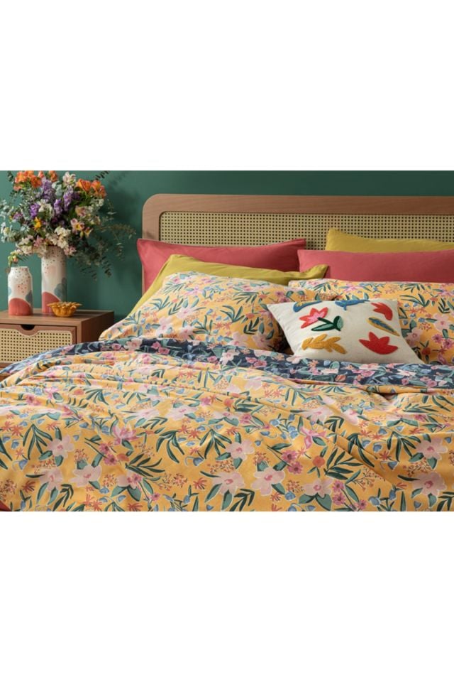 Vivacity Bloom Cotton Single Duvet Cover Set 160x220 Cm Yellow