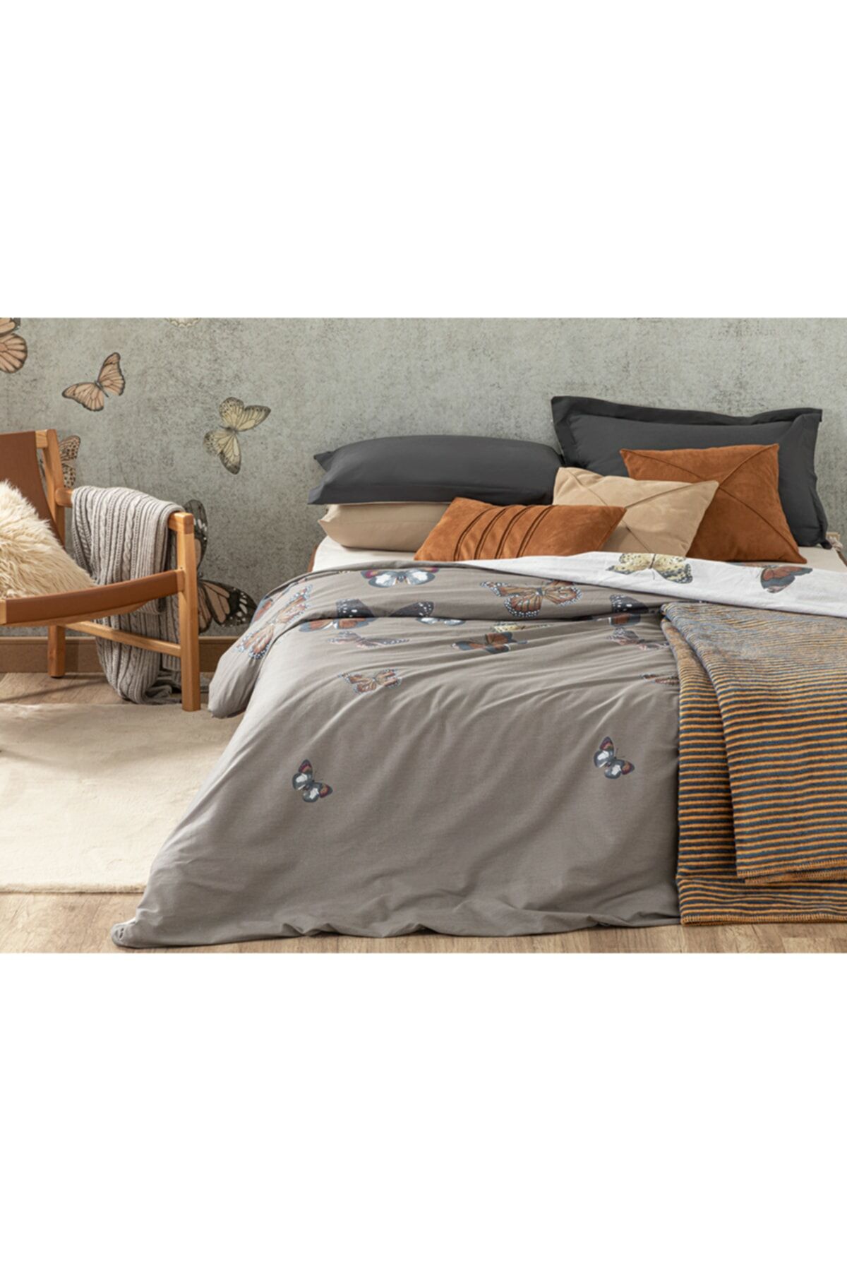 Papilions Cotton Extra King Duvet Cover 260x240 Cm Brown