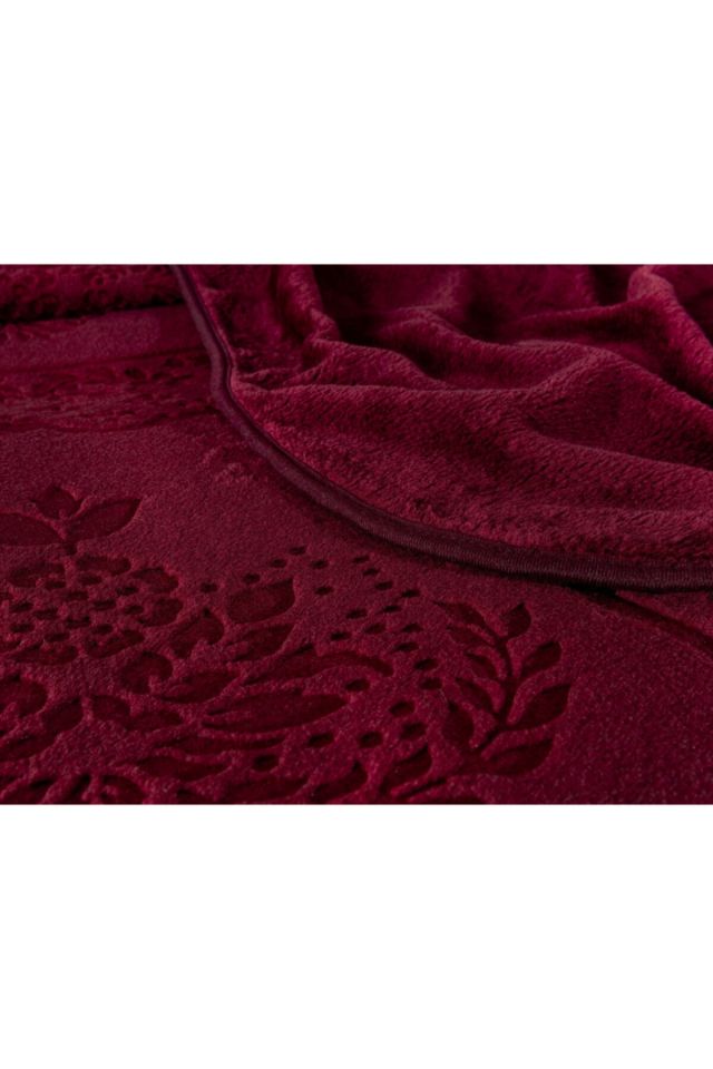 Rochelle Vizon Emboss Battaniye - Bordo