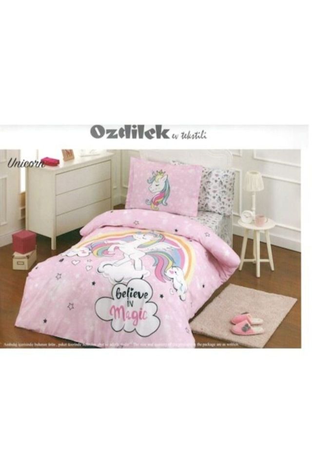 Single Unicorn Duvet Cover Set Pink