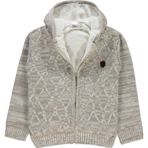 Boys Hooded Cardigan 6-9 Years Mink