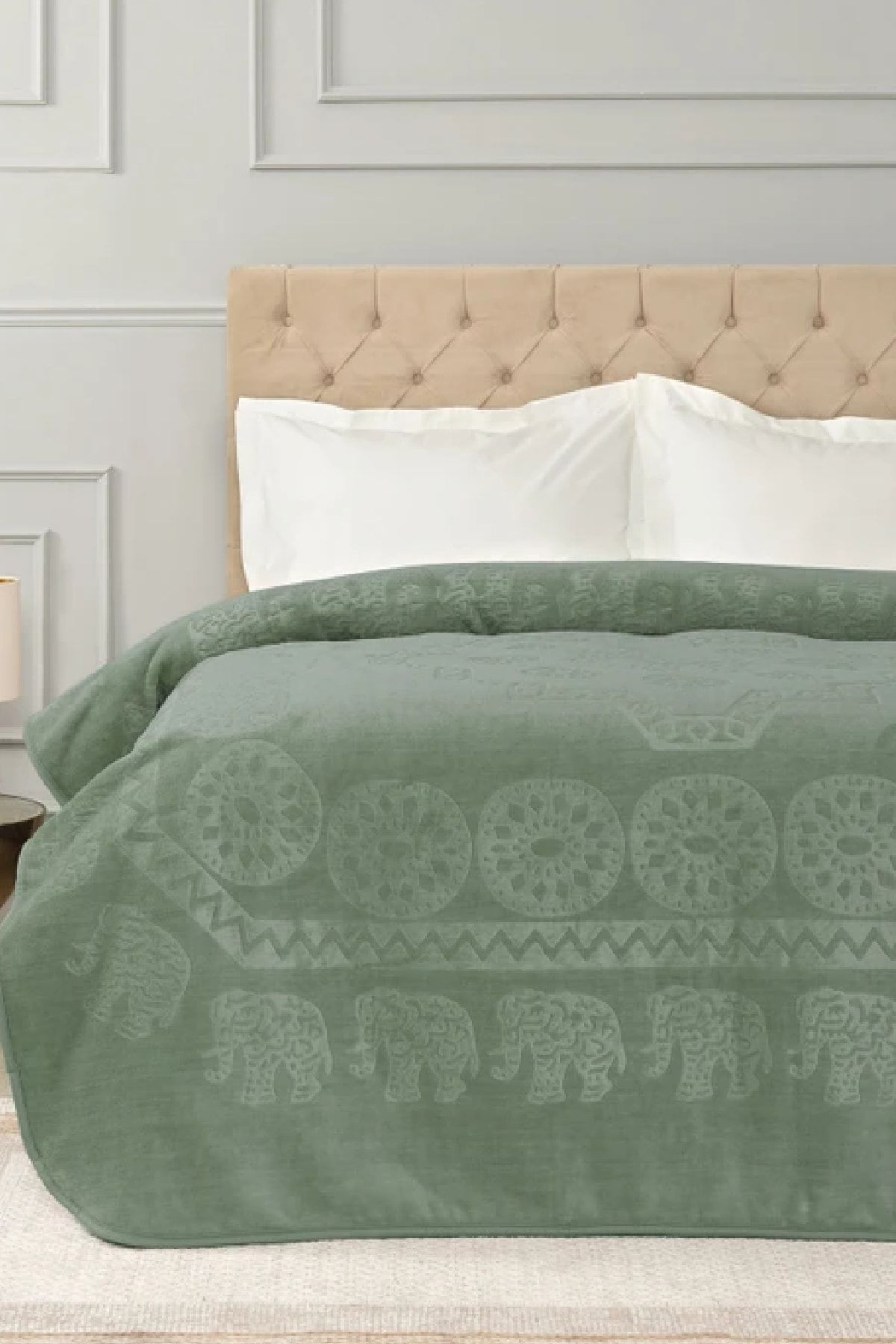 Elephant Haki Çift Kişilik Soft Embosy Battaniye