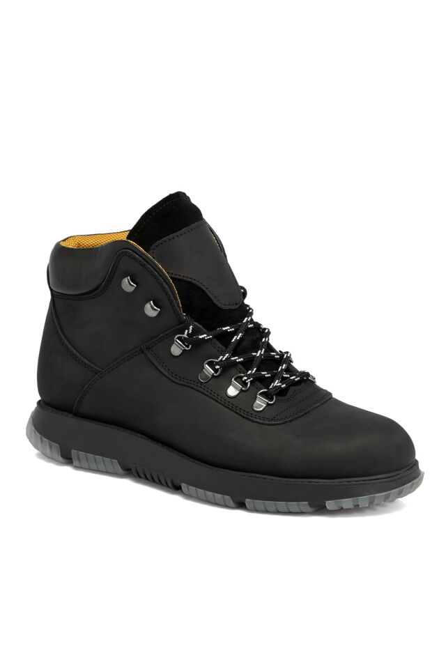 Black Nubuck Leather Men's Boots