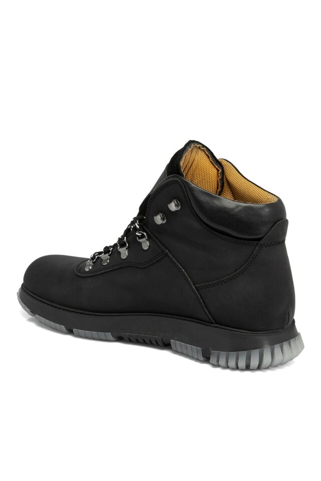 Black Nubuck Leather Men's Boots