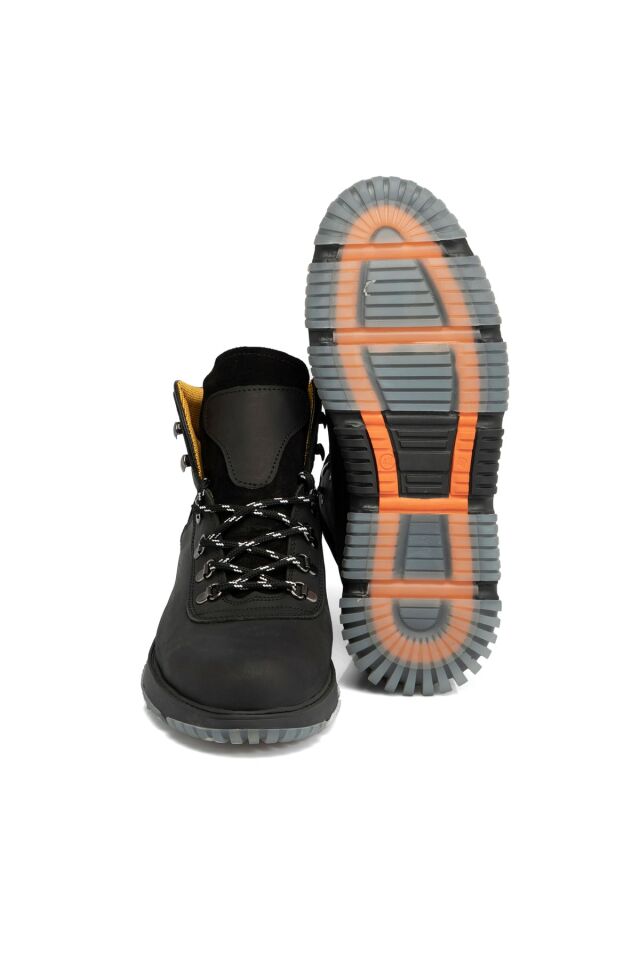 Black Nubuck Leather Men's Boots