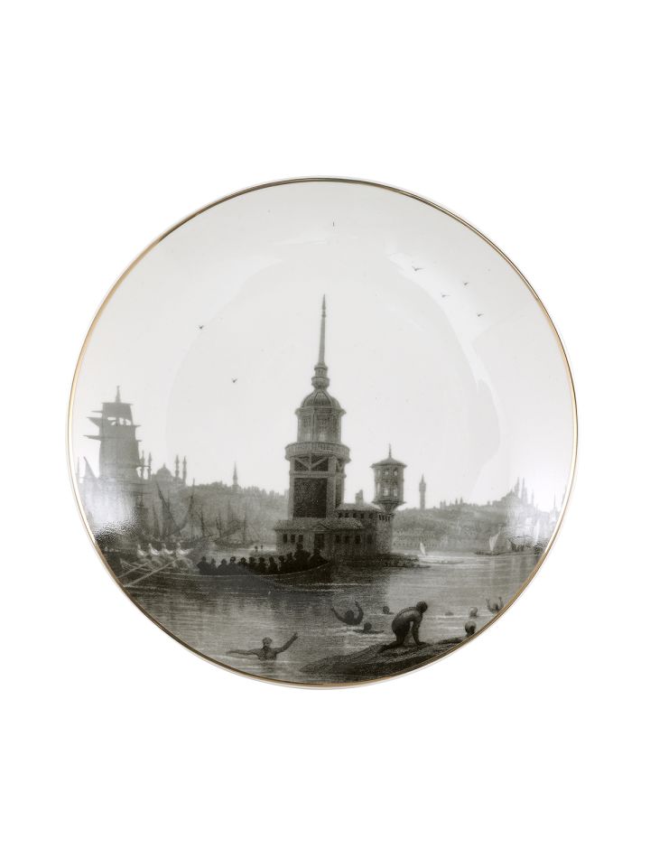 Istanbul-Maiden's Tower Engraved Plate