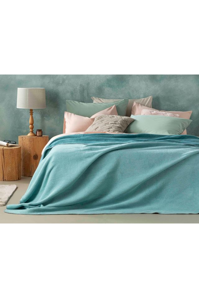 Plain Cotton Double Blanket 200x220 Cm Celedon-mint