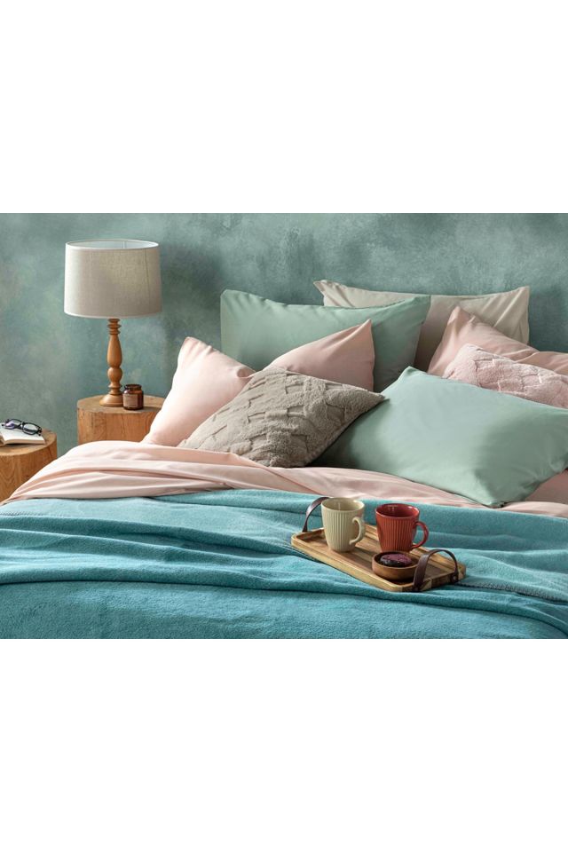 Plain Cotton Double Blanket 200x220 Cm Celedon-mint