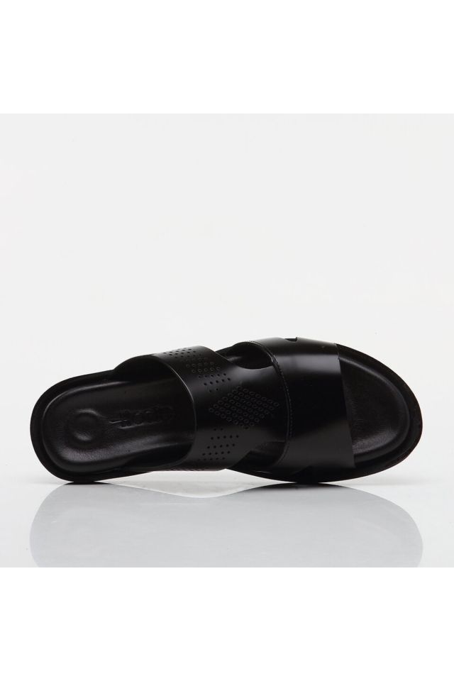 Genuine Leather Black Men's Slippers