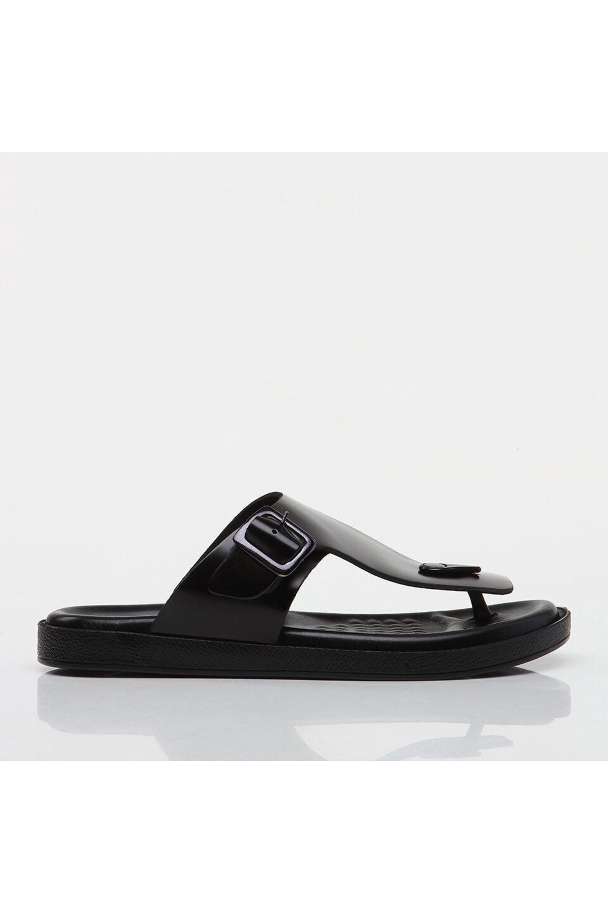 Genuine Leather Black Men's Slippers