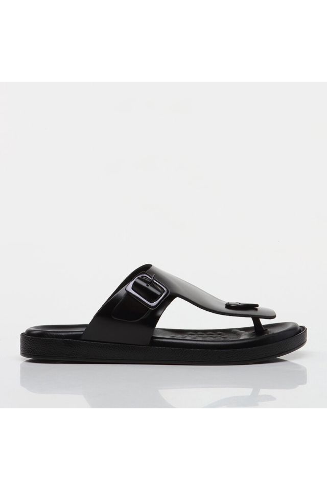 Genuine Leather Black Men's Slippers