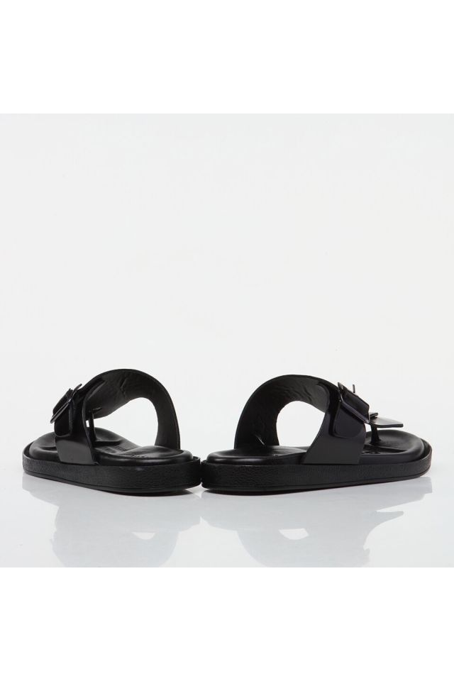 Genuine Leather Black Men's Slippers