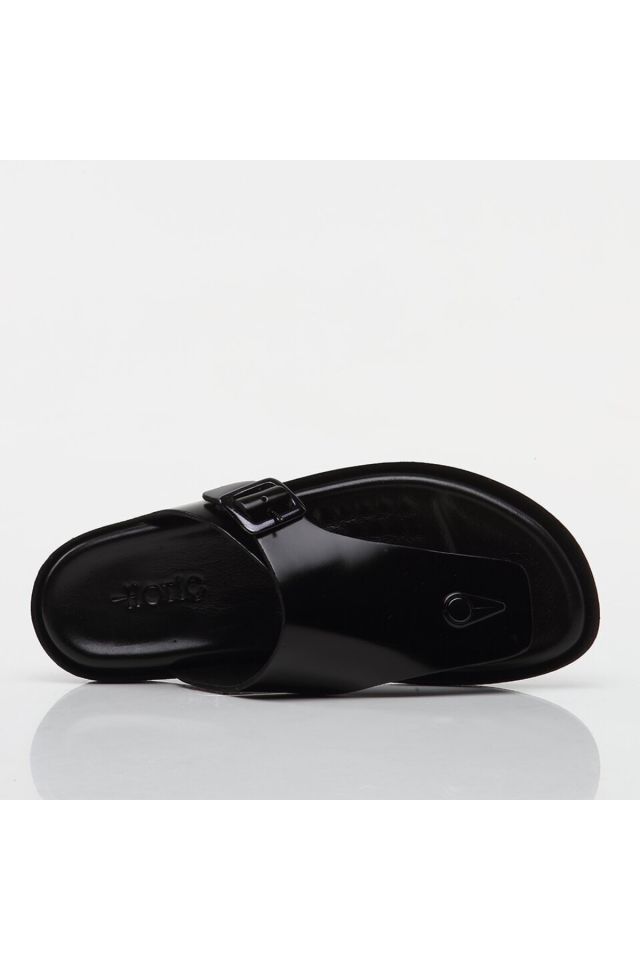 Genuine Leather Black Men's Slippers