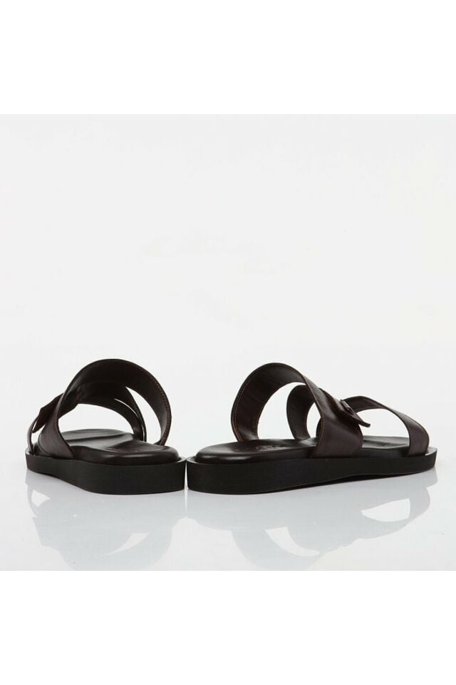 Genuine Leather Brown Men's Slippers