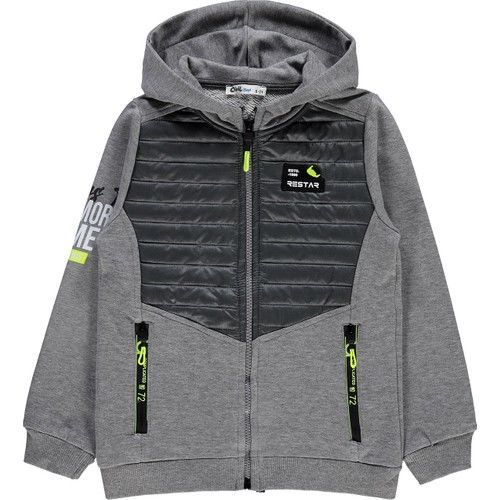 Boys Hooded Cardigan 6-9 Years Gray Melange