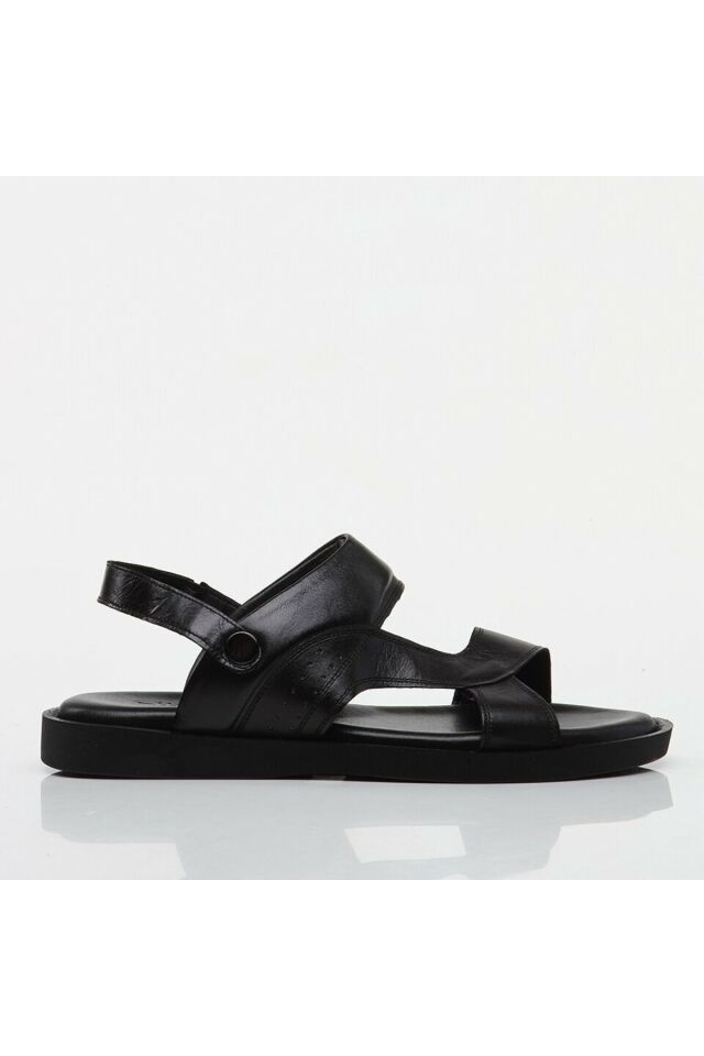 Genuine Leather Black Men's Sandals