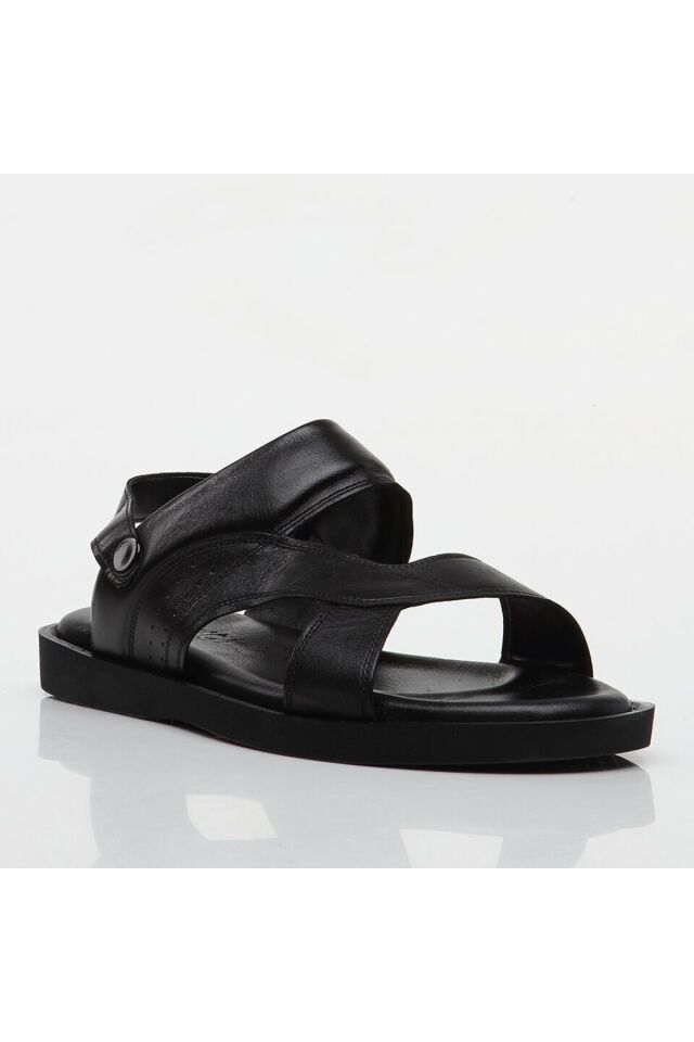Genuine Leather Black Men's Sandals