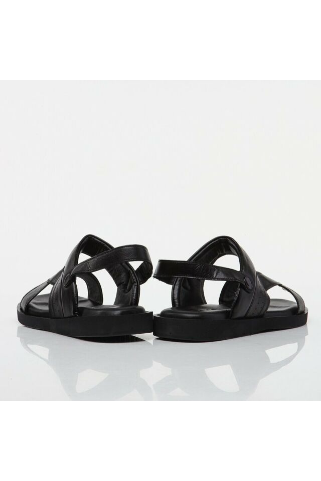 Genuine Leather Black Men's Sandals