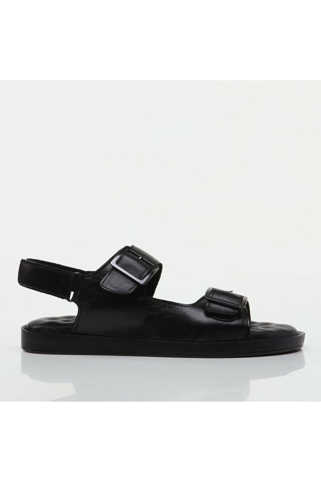 Genuine Leather Black Men's Sandals