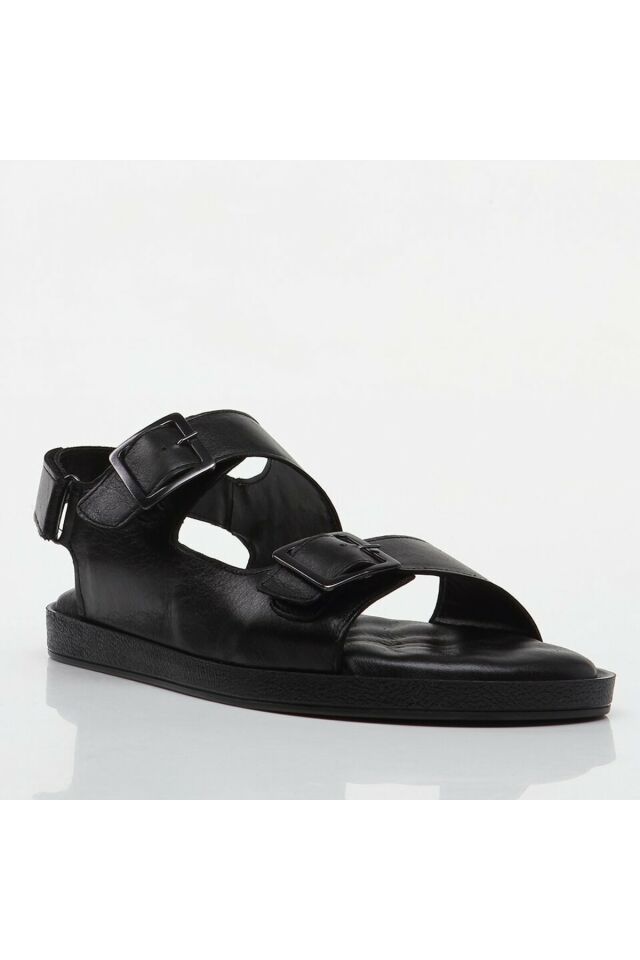 Genuine Leather Black Men's Sandals