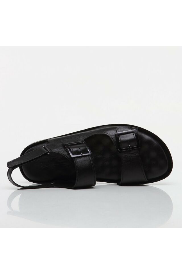 Genuine Leather Black Men's Sandals