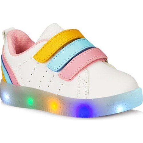 Children's Lighted Sneakers - White-Pink