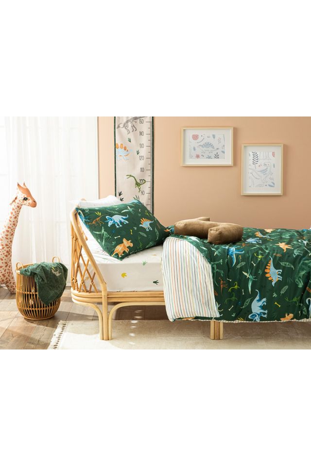 Dinosaurs World Pamuklu Çocuk Nevresim Takımı 160x220 Cm Yeşil